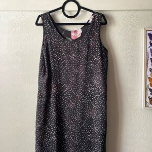 Vintage black floral reversible sleeveless maxi chiffon dress